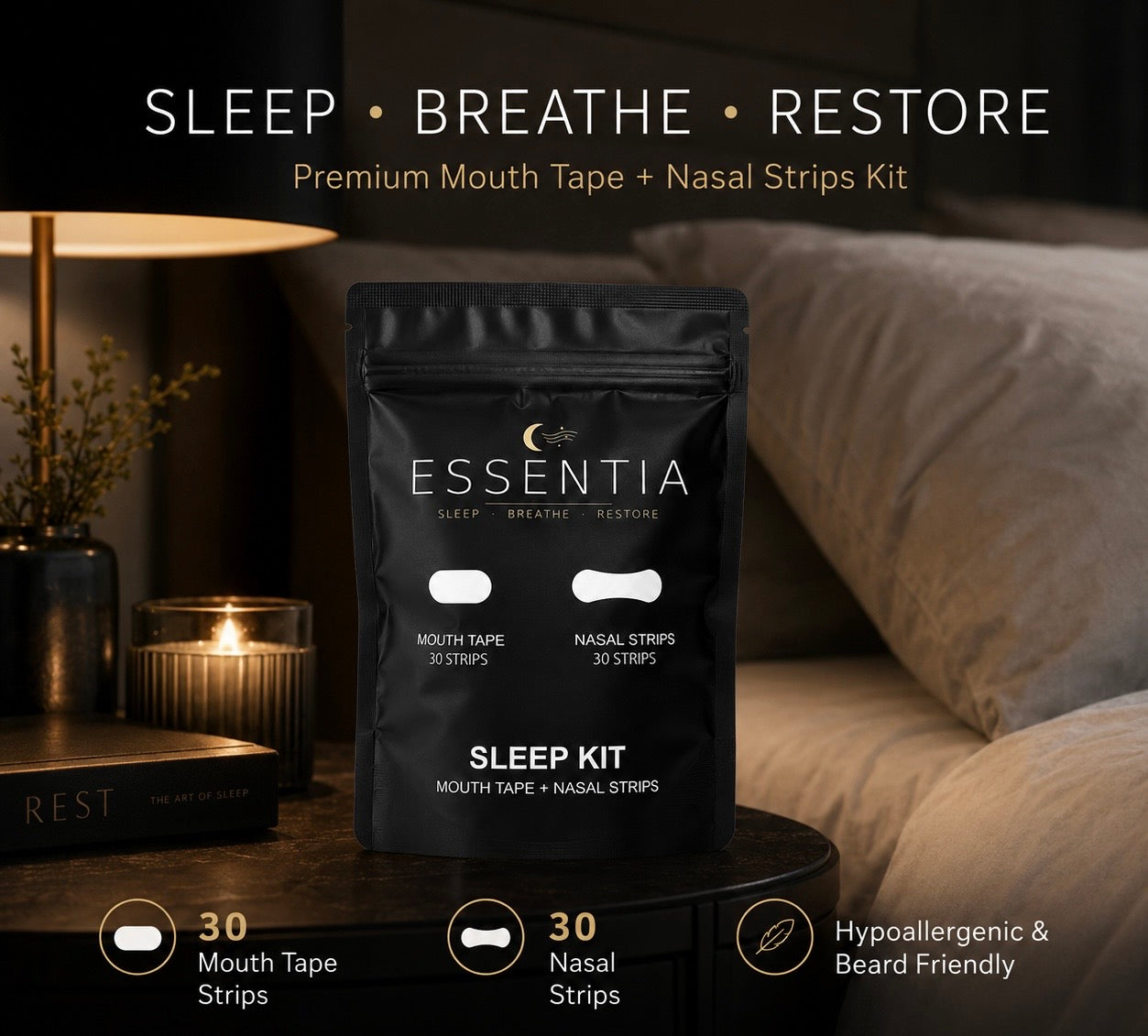 Essentia Sleep Kit – mouth tape and nasal strips