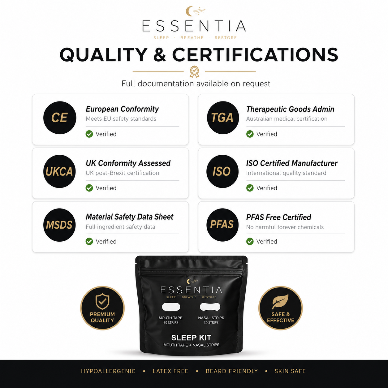 Essentia Sleep Kit – mouth tape and nasal strips